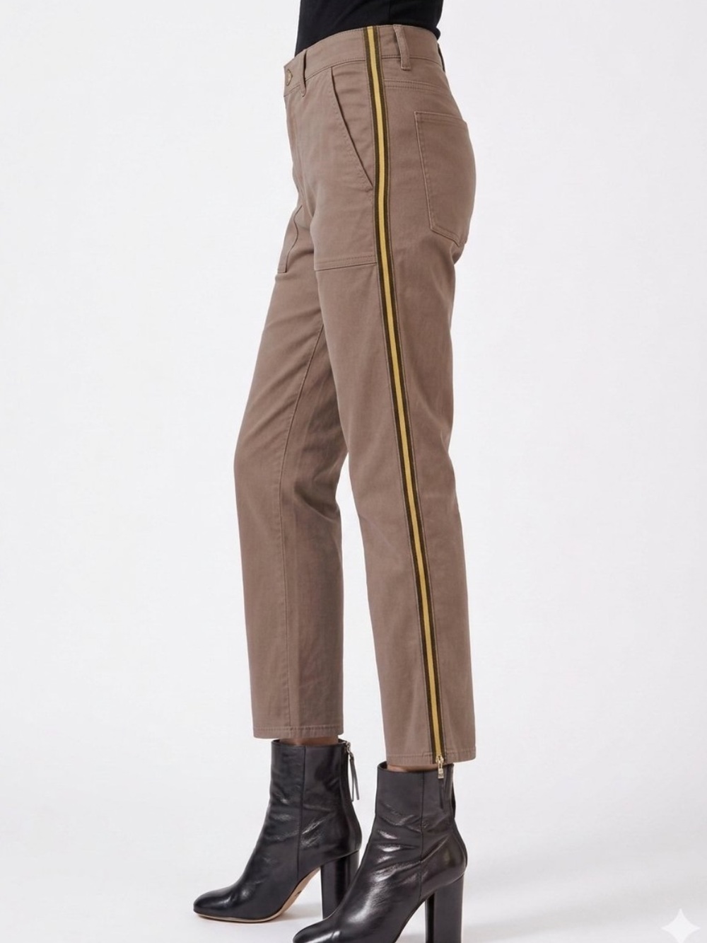 Nili Lotan x Barneys New York Jenna Slim Crop Twill Patch Pocket Pants Tan/Taupe